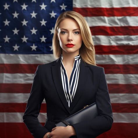 Premium AI Image | business women standing beside usa flag