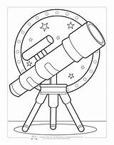 Coloring Telescope Pages Printable Kids Sketch Page sketch template