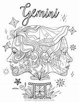 Gemini Horoscope And Zodiac Sign Coloring Pages  Page Ideas sketch template