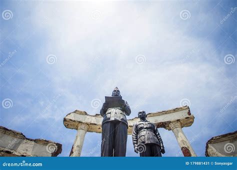 Soekarno Hatta Statue in Entry Gate To National Monument in Surabaya, Indonesia. Stock Image ...