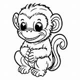 Premium Vector  Monkey Coloring Page For Kids sketch template