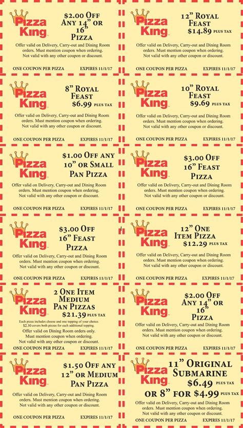 Pizza King Coupons Printable - Printable Word Searches