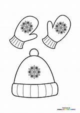 Winter mittens And Hat  Coloring Pages For Kids sketch template