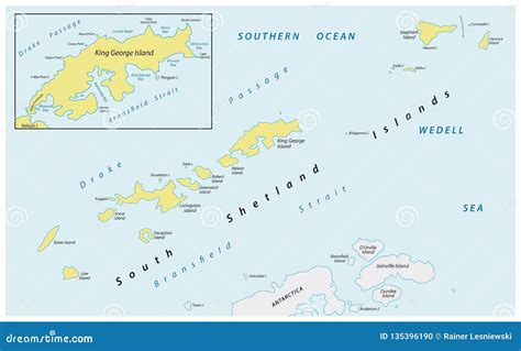 Map of the Sub-Antarctic Archipelago Southern Shetland Islands in the ...