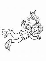 Scuba Diver Coloring Pages Printable Sketch Page sketch template