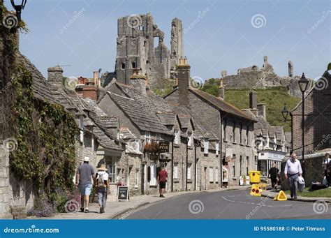 Corfe Castle Famous Ruins Above the Town in Dorset UK Editorial Stock ...