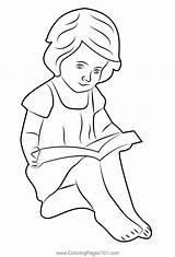 Girl Reading Book Coloring Page For Kids  Free Girls Printable sketch template
