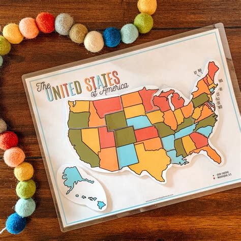 United States Map Puzzle Printable U.S. Map Activity Kids | Etsy