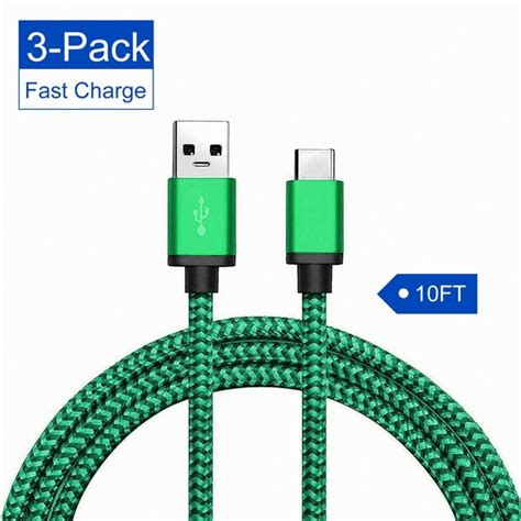 USB Type C Cable Fast Charging, TSV 3Pcs 10 FT USB-C Type-C Data Sync ...