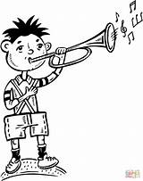 Boy Playing The Trumpet coloring page  Free Printable Coloring Pages sketch template