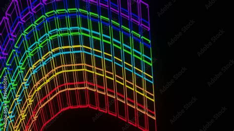 Rainbow wave composed of contours of colored blocks. The wave is ...