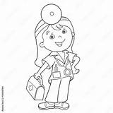 Girl Doctor Cartoon Black And White sketch template
