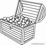 Treasure Chest Coloring Pages With Coins  Free Printable sketch template