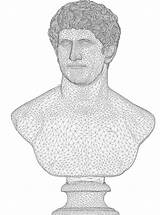 Marcus Antonius Bust 3D Wireframe coloring Page  ColouringPages sketch template