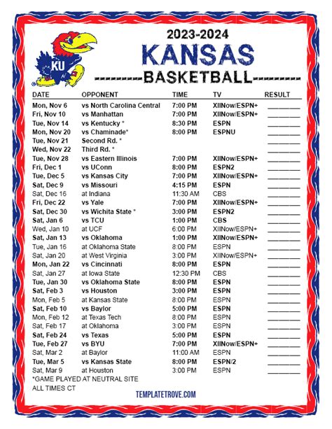 Ku Basketball Schedule 2024 - Ricki Hildagard