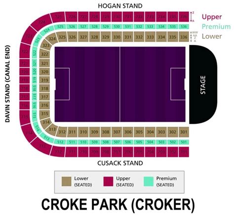 Croke Park Seating Chart with Rows and Seat Numbers 2024