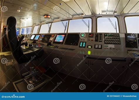 Modern Ship’s Navigational Bridge Stock Photo - Image of panel, bridge ...