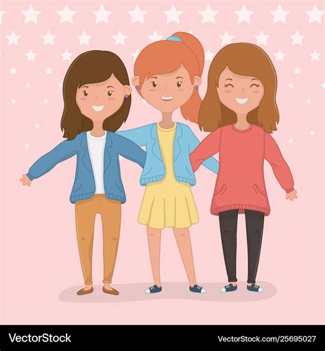 Friendship girls cartoons design Royalty Free Vector Image