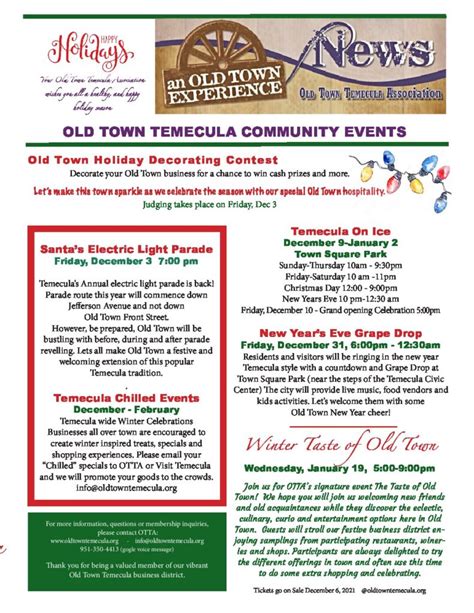 Old Town Temecula Community Holiday Events for 2021 – Old Town Temecula Association