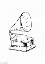Drawing Coloring Phonograph Edison Thomas Clipart Clip Music Record  sketch template