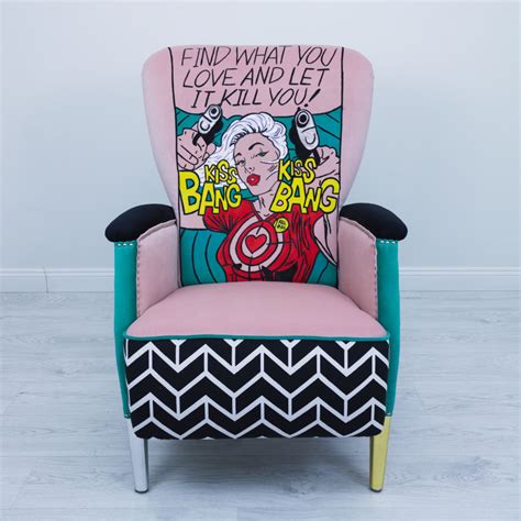 The chair is made in pop art style. Kiss, bang bang!!!