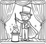 Magicien Magician Coloriage Cirque Coloriages Circus Mago Circo Dibujo  sketch template