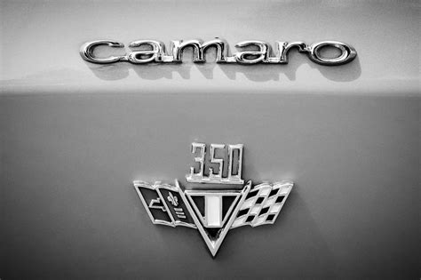 1967 Chevrolet Camaro 350 Emblem -0357bw46h Photograph by Jill Reger ...