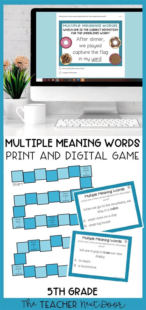 Multiple Meaning Words Game Print and Digital | Multiple meaning words ...