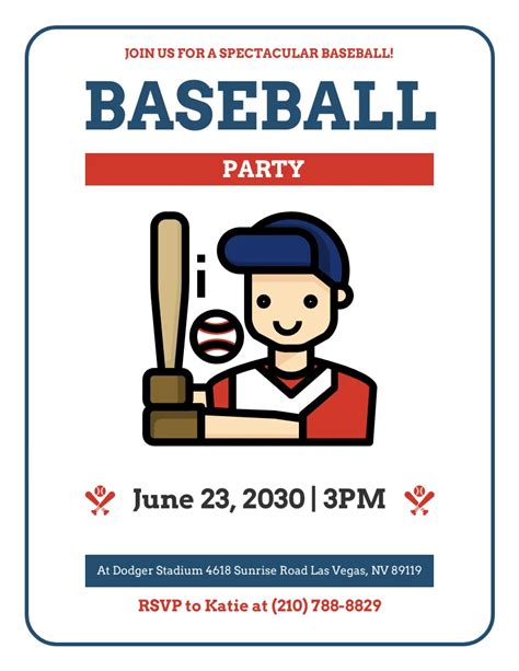 Minimalist Design With Illustration Baseball Party Invitations - Venngage