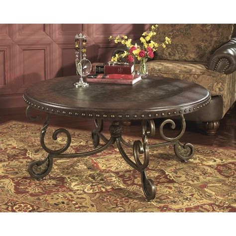 Ashley Furniture Rafferty Round Coffee Table in Dark Brown | Cymax Business