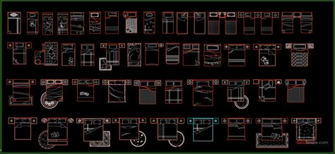 23.Beds in top view AutoCAD blocks free download