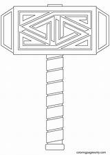 Thor Hammer Coloring Page  Free Printable Pages sketch template