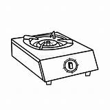 Gas Stove For Coloring At Kindergarten Page Kids Kitchen  sketch template