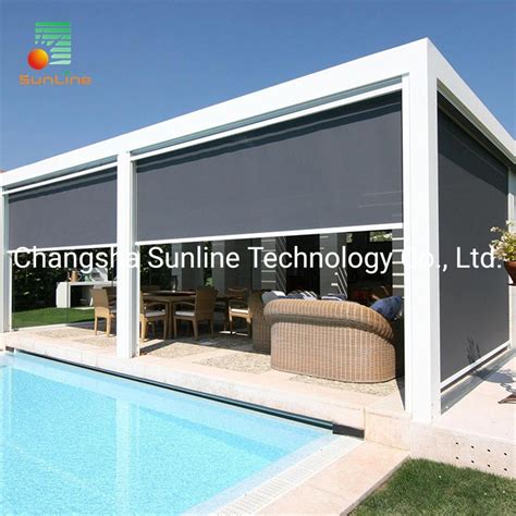 Outdoor Curtain External Motorized Waterproof Balcony Aluminium Sun Shading Roller Blinds with ...