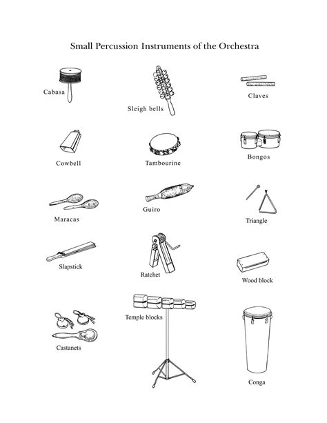 "The Percussion Family (Small)": Drawings of small instruments from the percussion family by the ...