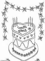 Happy Birthday Cake Coloring Page sketch template