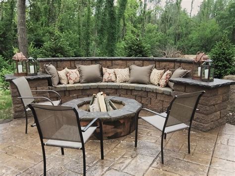 Seating Wall Fire Pit and Stamped Concrete Patio | Outdoor oasis | Pinterest | Wall fires ...