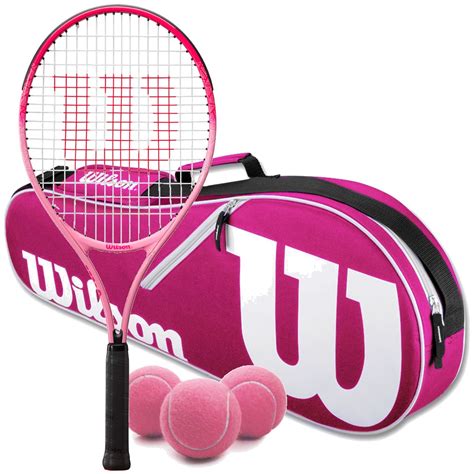 Wilson Burn Pink Junior Tennis Racquet bundled w a Pink Advantage II Bag & 3 Pink Tennis Balls