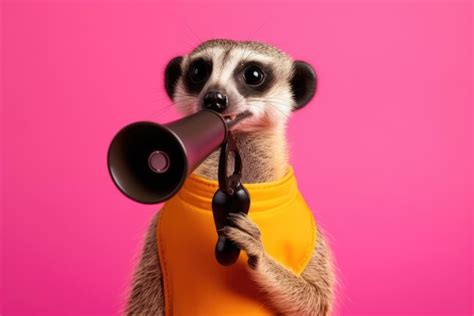 Premium AI Image | Illustration of a meerkat using a megaphone to ...