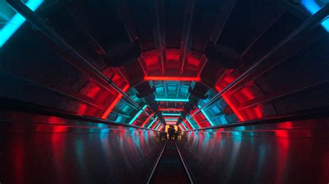 1366x768 Escalator Tunnel Dark Neon Laptop HD ,HD 4k Wallpapers,Images,Backgrounds,Photos and ...