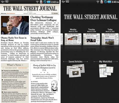 Wall St. Journal Releases Android Tablet Only App