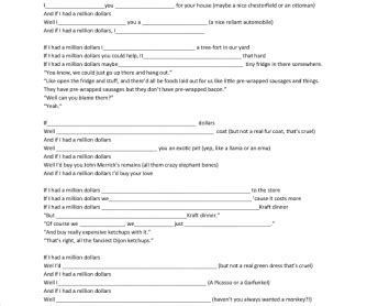 2nd Conditional Song Worksheet: If I Had A Million Dollars by Barenaked Ladies