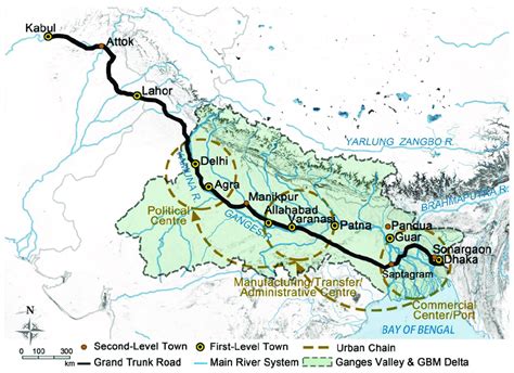 The "Grand Trunk Road", with the chain of towns of Mughal's ...