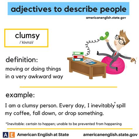 adjectives to describe people: clumsy | Adjetivos ingles, Clase de ...