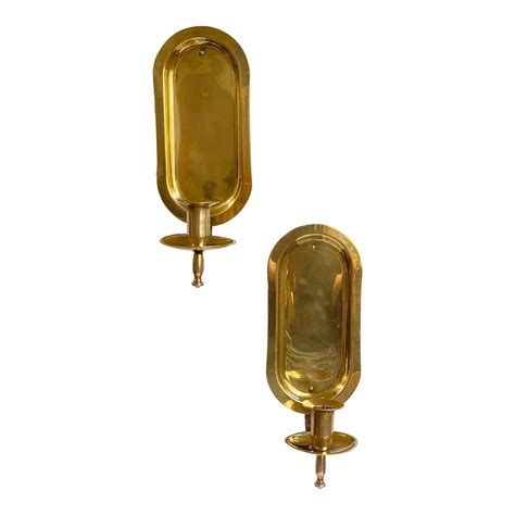 Mid Century Brass Candle Sconces Made in Hong Kong a Pair | Chairish