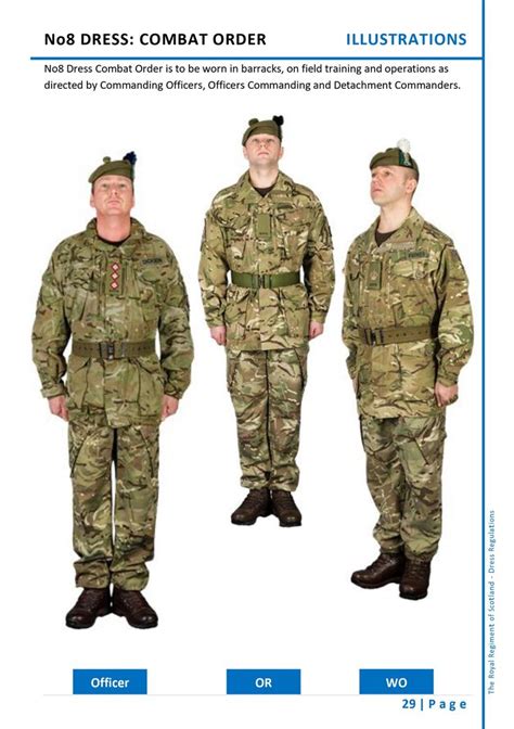 SCOTS - No8 Dress: Combat Order. Officer - Other ranks - Warrant Officer