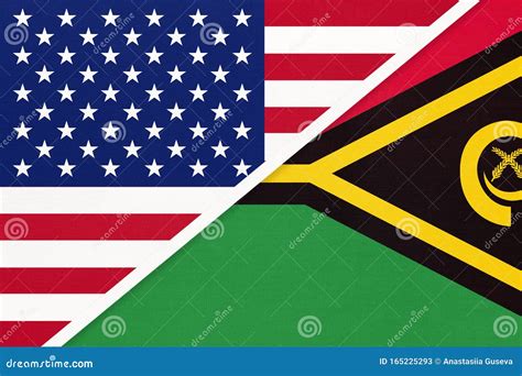 USA Vs Vanuatu National Flag from Textile. Relationship between American and Oceania Countries ...