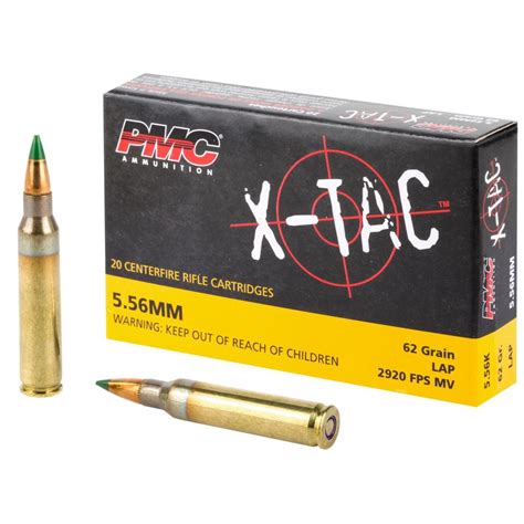 PMC X-TAC 5.56NATO Rifle Ammo - 62 Grain LAP Green Tip - 20rd Box - Liberal Tears Brand