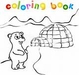 Polar Bear Ice Yurt Igloo Coloring Book  Royalty Free Vector Stock sketch template