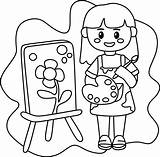 Página Para Colorear Niños Profesión Artista De dibujos Animados  sketch template